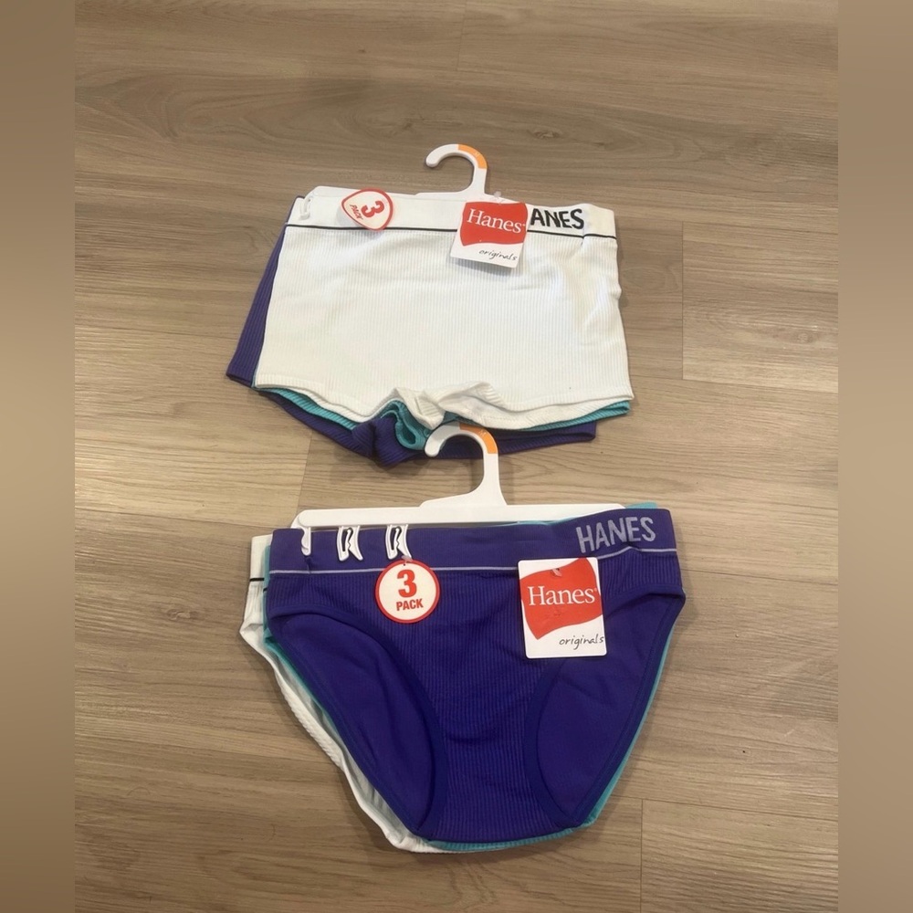 Two sets of Hanes Women's 3pk Ribbed Bikini and Boyshorts Underwear